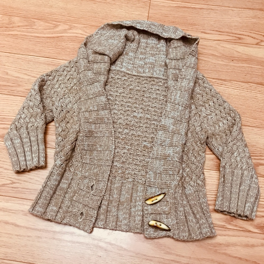 3/4 Sleeve Cozy Cardigan Sweater in Oatmeal XS